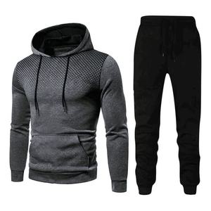 Nouveaux ensembles de survêtements d'hiver pour hommes, à capuche, unis, chauds, 100% coton, de haute qualité, OEM, vêtements de sport, vente en gros - Product Image 1
