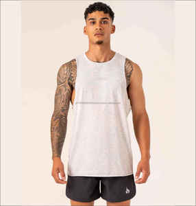 Débardeur côtelé à col rond pour homme, forme européenne, entraînement sportif, coton, débardeur homme, toucher doux, vêtements de sport pour homme - Product Image 3