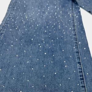 Jeans de mezclilla para mujer, de cintura media, pierna recta, corte regular, color liso, suaves y elásticos, hasta la rodilla, estilo casual y urbano, venta al por mayor - Product Image 5