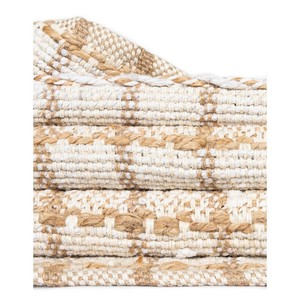 Oriental Geometric Jute Area Rug Rectangle Flat Weave Eco Friendly Living Room Beige Brown Pattern Thin Pile Reversible Picnic - Product Image 3
