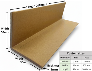 Customizable 2000 mm Long 3 mm thick Eco-Friendly Recyclable Precision Dimensions Made Taiwan Kraft Hard L/V Profile Paper Angle - Product Image 2