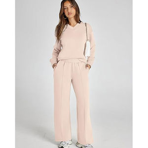 Conjunto Deportivo de 2 Piezas para Mujer, Top Corto y Pantalones Acampanados de Algodón, Sudadera con Capucha, Ropa de Invierno para Correr, Atuendo Moderno OEM - Product Image 2