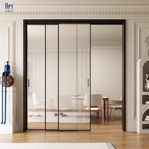 Ẩn theo dõi nội thất nhôm cửa trượt không Khung kính phân vùng hệ thống mà không cần sàn đường sắt - Product Image 2