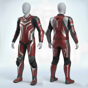 Combinaison de moto en cuir respirant de haute qualité, couleur rouge, personnalisable, pour hommes, été/hiver, protection complète avec protections intégrées - Product Image 1