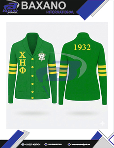 เสื้อคาร์ดิแกนไหมพรมปักลายสีเขียวและเหลืองของชมรมหญิงสาวชื่อชีเอต้าฟี พร้อมแถบสีเหลือง เสื้อสเวตเตอร์ CEP Apparel สำหรับผู้หญิง - Product Image 6