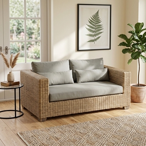 Sofá Saint Martinez con Estructura de Madera de Caoba, Ratán Kuboo, Cojines Gris Oscuro Ksvw, Cama de Día, Juego de Muebles de Patio Premium para Exteriores - Product Image 3