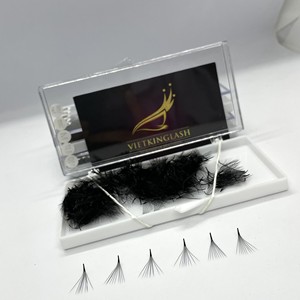 Extensions de cils synthétiques faites à la main en gros 10D-20D, naturelles, longues, noires mates, base pointue, éventail uniforme, légères et douces - Product Image 1