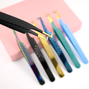Private Label 90 Degree Volume Tip Eyelash Extension Tweezers Lash Supplier Tweezer Lash Applicator Tools Plasma Coated Color - Product Image 6