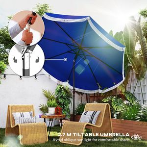 Ombrellone da Esterno 9FT UPF 30+ con 8 Stecche, Sistema di Inclinazione a Pulsante e Manovella Ventilata per Copertura di Terrazze e Tavoli - Product Image 4