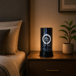 Buddha <b>LED</b> <b>Table</b> Lamp Spiritual Meditation Night Light USB Powered Blue Glow Buddhist <b>Bedside</b> Decor Pooja Room Home Office Gift - Product Image 3