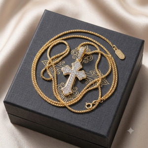 Stylish 10K <b>Gold</b> Plated Iced Bezel Set Cross Necklace Natural Stone <b>Pendant</b> Custom Jesus Fine Charms Christian Religious Jewelry - Product Image 5