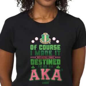 เสื้อยืดสีดำ aka destined to be a aka CROSS เสื้อผู้หญิงผ้าฝ้ายแขนสั้นกราฟิกลำลอง sisterhood - Product Image 4
