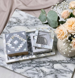 Natural Crafts Eid Special Mother of Pearl Inlay Mukbhar <b>Box</b> with Tray Set Bakhoor Polished New Hair Mubkhar for Home Decoration - Product Image 1