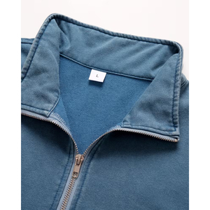 Men Heavyweight Quarter <b>Zip</b> Sweatshirt Polyester Cotton Blend Europe Streetwear Apparel Supplier - Product Image 4