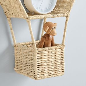Elegante Estante de Ratán con Forma de Globo Aerostático para Dormitorio Infantil, Bonito Estante Colgante Flotante para Almacenamiento de Libros y Juguetes, Venta al por Mayor - Product Image 4