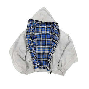 Sudadera con Capucha Retro para Hombre, Estilo Y2K, de Invierno, con Hombros Caídos, Diseño a Cuadros, Felpa Gruesa, Teñido Digital Liso, con Bolsillos, para Ropa Urbana - Product Image 2