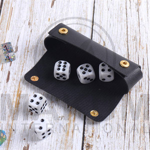Simple Round PU Leather Embossed Durable Eco-Friendly Classic Style <b>Dice</b> Storage Bag for 4 <b>Dice</b> - Product Image 2