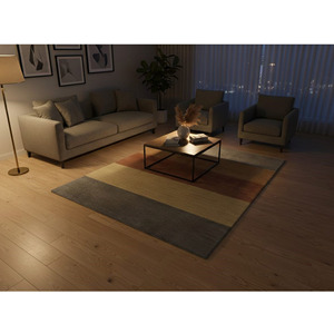 Alfombra Tejida a Mano de Lana y Viscosa, Alfombra Moderna con Bloques de Color para Sala de Estar, Dormitorio, Decoración del Hogar, Regalo de Año Nuevo o San Valentín - Product Image 2