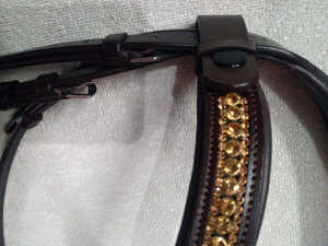 Brida mexicana de cuero de alta calidad para caballos con banda de cejas ostentosa de cristal y banda decorativa para la nariz - Product Image 3