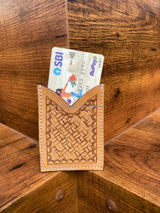 Estuche tarjetero de cuero tallado a mano real para tarjetas de cajero automático, estuche rectangular para tarjetas de crédito, pequeño estuche para tarjetas de moda occidental - Product Image 2