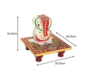 Artisanat indien Seigneur Ganesha Belle Statue Diwali Cadeau Dieu Statues Marbre Ganesha Statue Faveur De Mariage Meenakari Travail - Product Image 3