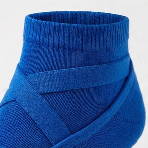 Blue Ankle <b>Socks</b> With Cross Strap Anti-Slip Design For Dance Yoga Adults Summer Knitted Spandex <b>Polyester</b> <b>Sock</b> - Product Image 4
