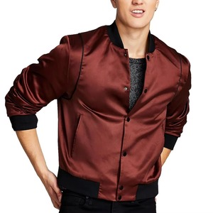 Chaqueta Bomber de Satén de Alta Calidad, Color Sólido, Estilo Casual, Chaquetas de Satén al por Mayor para Hombre - Product Image 1