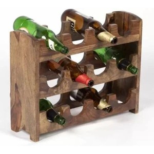 Estante para Vino Rectangular de Madera Sheesham Marrón, para 6 Botellas, Hecho a Mano, Estilo Moderno de Mediados de Siglo, Montaje en Pared, Ecológico y Duradero - Product Image 4