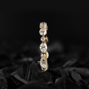 Oval and Round Diamond Eternity Band 14K Gold Alternating Diamond <b>Wedding</b> Band Stackable Bridal Ring Anniversary <b>Gift</b> For Her - Product Image 4