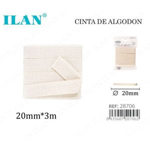 ริบบิ้นผ้าฝ้ายอิลัน 20 มม. X 3 ม. สีเบจ สำหรับงานประดิษฐ์และงานเย็บผ้า - Product Image 1