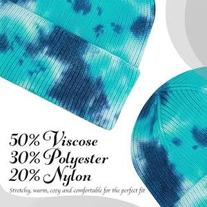 Bonnet d'hiver chaud 100 % acrylique de haute qualité, multicolore, tricoté, avec revers, motif tie-dye et motifs de personnages, idéal pour la plage - Product Image 3