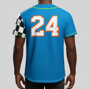 Nouvelle Arrivée 2026 Maillot de Baseball Homme Manches Courtes Bleu Orange Imprimé Géométrique Boutons Devant Coupe Classique Toutes Saisons - Product Image 2