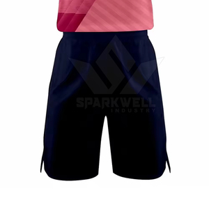Conjunto de Uniforme de Voleibol Rosa Transpirable Sin Mangas con Pantalones Cortos Azul Oscuro para Adultos, Ropa Deportiva Unisex con Estampado por Sublimación - Product Image 4