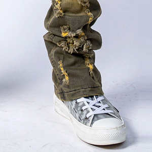 กางเกงยีนส์คาร์โก้ผู้ชาย ขาดๆ เซอร์ๆ หลายกระเป๋า สไตล์สตรีทแวร์ ทรงเข้ารูป แฟชั่นทันสมัย สวมใส่สบาย - Product Image 4