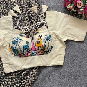 Blusa de Diseño con Bordado, Algodón Khadi, Acolchada, con Espalda Abierta, Completamente Cosida y Lista para Usar - Product Image 1