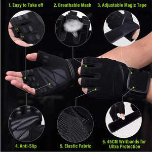 Wholesale Fitness Breathable Ventilated Half Finger <b>Weight</b> Lifting Exercise Sports Workout Racing <b>Glove</b> - Product Image 3