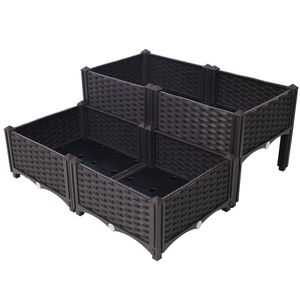 Jardinera Elevada de 4 Piezas con Riego Automático y Patas, Color Marrón, para Cultivar Flores, Hierbas y Vegetales - Product Image 2