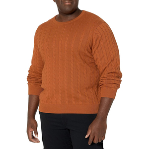 Men's <b>Light</b> Gray Cable Knit Crew Neck Pullover Sweater Full Sleeve Anti-Pilling 100% Acrylic Autumn Standard Thickness - Product Image 5