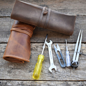 High quality leather <b>tool</b> <b>roll</b> organizer bags bulk supplier OEM custom premium portable storage export High demand leather <b>tool</b> - Product Image 4