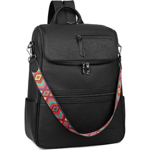 Sac à dos pour femme en cuir de chèvre véritable, grande capacité, finition haut de gamme, spacieux, pour le travail, les voyages, le shopping et l'usage quotidien - Product Image 1