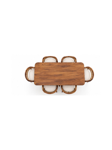 Mesa de Comedor Moderna de Madera con Sillas de Respaldo de Mimbre, Diseño Rectangular de Mediados de Siglo, para el Hogar, Muebles de Comedor, Construcción Estable - Product Image 5