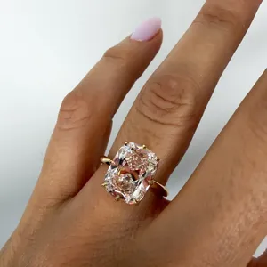 Radiant Cut Moissanite Solitaire Engagement <b>Ring</b> 925 Sterling Silver 14K Gold Plated Promise <b>Ring</b> for Women - Product Image 1