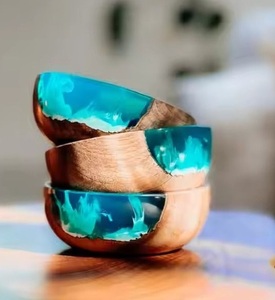 Elegant BPA Free Eco-Friendly Epoxy Resin Acacia Wood <b>Bowl</b> Handcrafted <b>Wooden</b> Base Smooth Resin Coating for Premium Table - Product Image 1