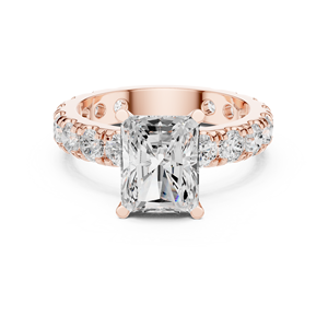 แหวนหมั้นเพชรทรงรัศมี 3 กะรัต เพชรเพาะเลี้ยงในห้องปฏิบัติการ ตัวเรือนทอง 14K ประดับเพชรแบบ Pave  พร้อมใบรับรอง IGI ระดับ VS EF เหมาะสำหรับวันครบรอบแต่งงาน - Product Image 5