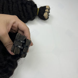 Vietnamese 100% Unprocessed Burmese Curly <b>Hair</b> Tape Extensions Natural <b>Color</b> Raw Virgin Tape <b>Hair</b> Extensions - Product Image 3
