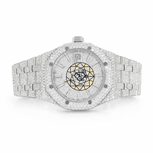 Reloj de Pulsera de Lujo para Hombre con Bisel de Cuarzo y Diamantes de Moissanita Totalmente Engastados, de Acero Inoxidable, Resistente al Agua, Ecológico, con Esfera de Cristal de 46mm - Product Image 1