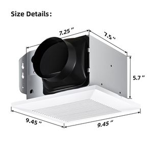 Ventilatore di Scarico per Bagno Molto Silenzioso 110 CFM con Grande Capacità di Flusso d'Aria, Risparmio Energetico, Montaggio a Soffitto, Struttura in Metallo - Product Image 3
