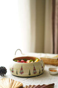 VeloraCraft - Tazón de Madera Esmaltada Artesanal, Diseño Bohemio Estampado de Primera Calidad para Frutas, Ensaladas, Bocadillos y Cenas Elegantes - Product Image 6