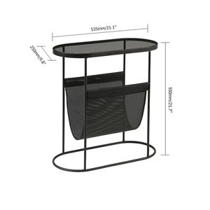 Trending Sale Metal Side Table <b>Office</b> Furniture Glass Top with Newspaper Rack End Table Cabinet for Living Room, <b>Drawing</b> Room - Product Image 5