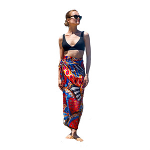 Poncho de plage en coton jacquard personnalisé, imprimé uni, rayé et floral, sarong, vêtements de plage pour femmes enceintes, maillot de bain avec motif animal - Product Image 2